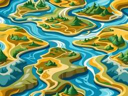 Illustration Landscape River Island Lake