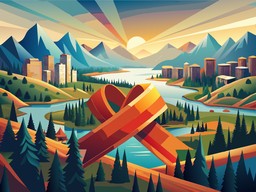 평면 디자인 산 하트 국기