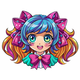 Cartoon Girl Rose Flower Colorful