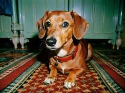 Dog Sitting on a Rug in a Room
