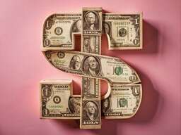 Dollar Sign Made Out of Wooden Blocks on a Pink Background