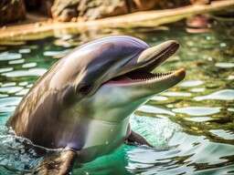 Dolphin Swimming in the Water with Its Mouth Open