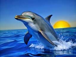 Dolphin Jumping Out of the Water with the Sun in the Background