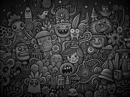 검은색 흰색 그림 무리