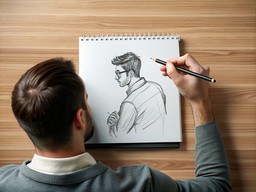 손 에 연필 을 들고 있는 사람 의 그림