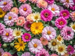Vector Illustration of Pink, Yellow and White Flowers