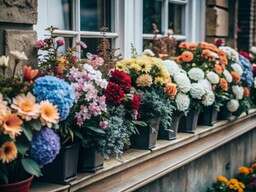 Row of Flowers on the Side of a Building
