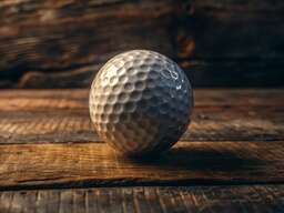 Golf Ball Sitting on Top of a Wooden Table