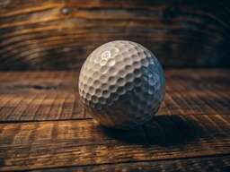 Golf Ball Sitting on Top of a Wooden Table