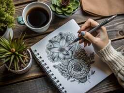 Person Sitting At a Table with a Notebook and Pen