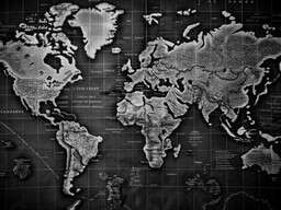Black and White Map of the World