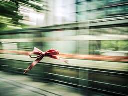 Red Bow on the Side of a Train