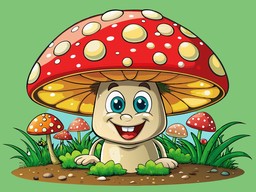 큰 미소 초록색 배경의 만화