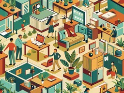 큰 사람들 작업하는 사무실 무리