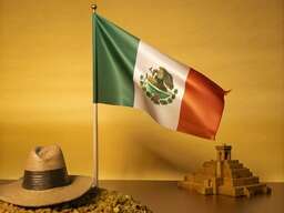 Table with a Hat and a Mexican Flag on It