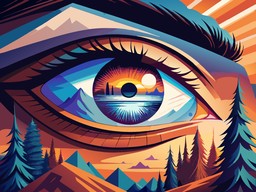 산을 배경으로 한 사람의 눈