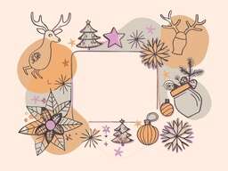 Christmas Card with an Image of a Reindeer and Other Christmas Items