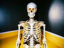 Skeleton Sitting on the Floor in an Empty Room