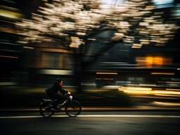 Person Riding a Bike on a City Street