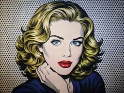 Painting of a Woman with Blonde Hair and Blue Eyes