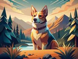Illustration Landscape Dog Fox Diamond