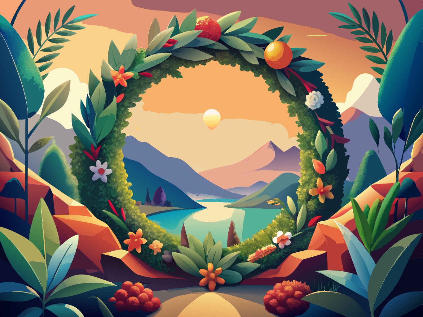 화환, 크리스마스, 화관wreath (18)벡터이미지