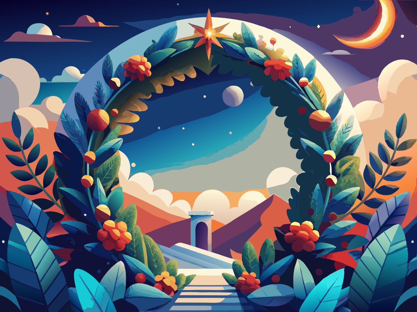 화환, 크리스마스, 화관wreath (19)벡터이미지