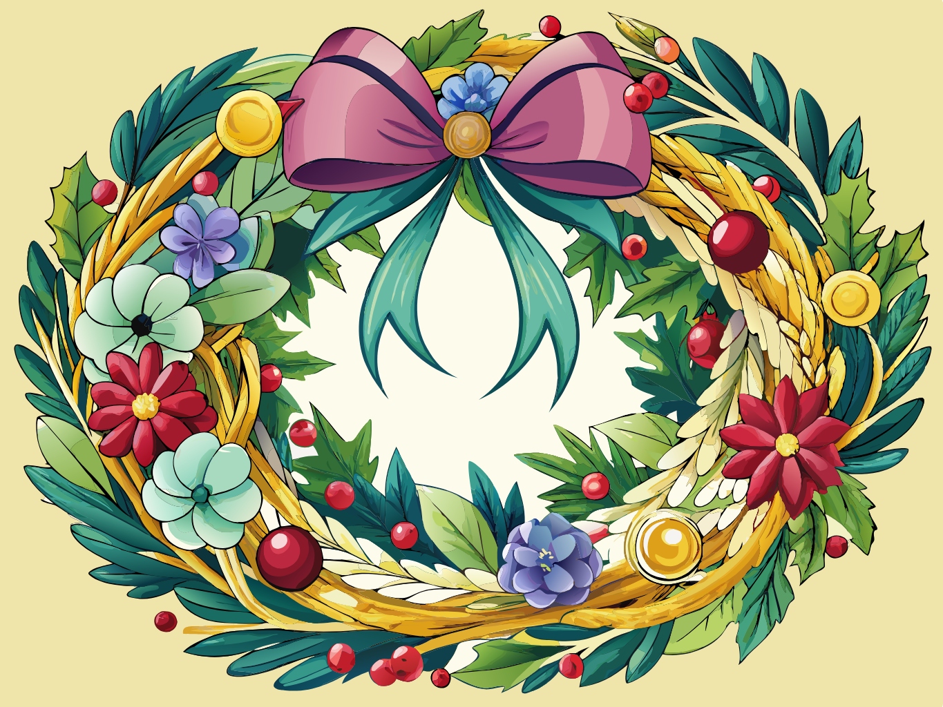 화환, 크리스마스, 화관wreath (2)벡터이미지