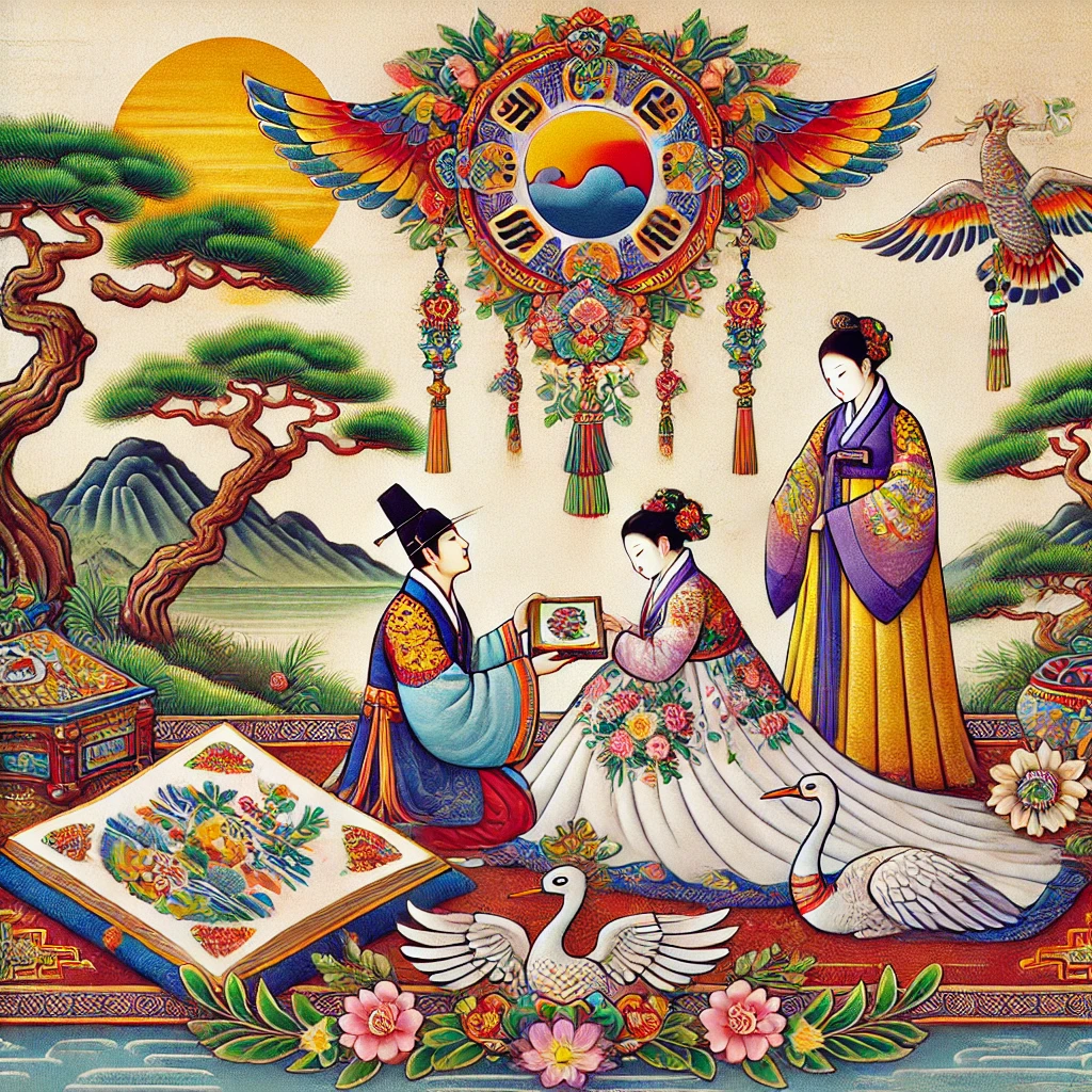 십장생이 담긴 혼례복