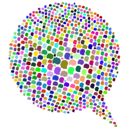 speech bubble color dots mix