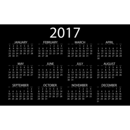 2017 달력 검은 배경
