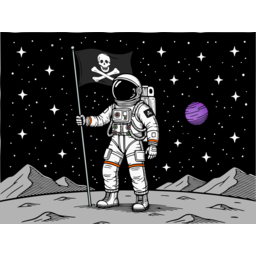 astronaut 해적 깃발 달