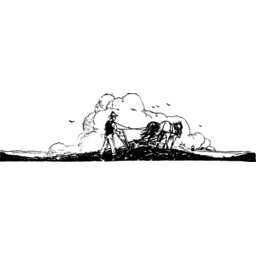 농부 plowing 필드