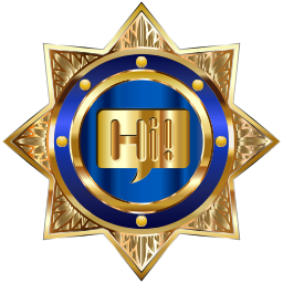 A Gold Star Badge 와 A Blue 배경