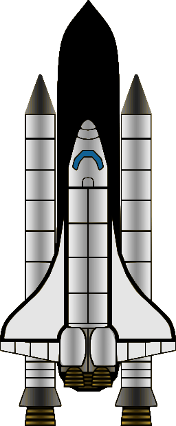 흰색 배경에 우주 셔틀