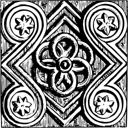 센터에 꽃과 검은 색 타일