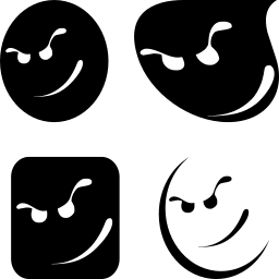 검정과 흰색 스마일 얼굴 세트