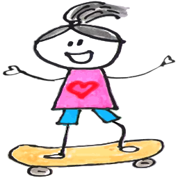 stick 그림 소녀 에 skateboard 그림