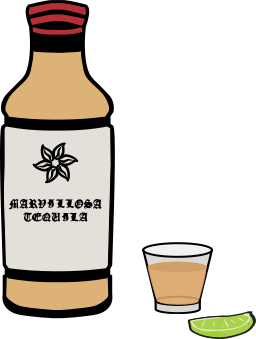 Tequila와 Lime의 샷의 병