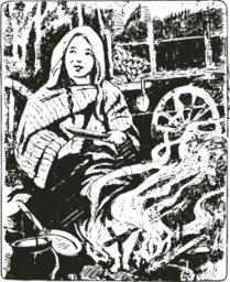 의자 에 앉아 있는 여성 의 그림