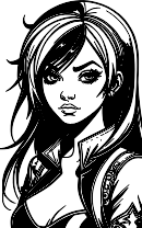 검정 화이트 manga 소녀 긴 머리 칼라 재킷