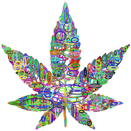 다채로운 overlapping 투명한 marijuana 잎 선 예술