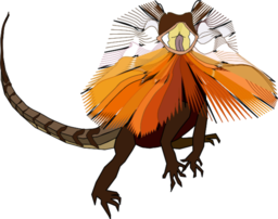 frilled lizard 다채로운 일러스트