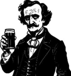 edgar allan poe 들고 맥주의 유리