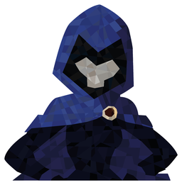 brooch polygonal 예술을 가진 어두운 cloak에 있는 두건 그림