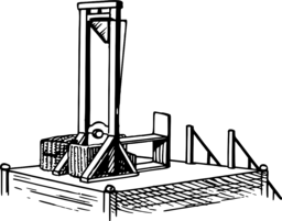 빈티지 guillotine 에 플랫폼 검정 과 흰색