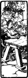 woodcut 작풍 대중음식점 장면 서버 쟁반