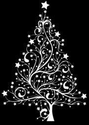 흰색 스위칭 starry christmas 나무 silhouette 에 검정 배경