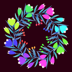 파란색 잎과 분홍색 buds의 wreath