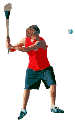 hurling 지팡이를 가진 운동선수